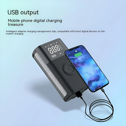 Wireless digital display handheld air pump with LED light and multiple valve adaptors for cars, bicycles and sports equipment