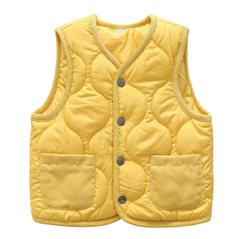 Children's cotton vest in army green with single-breasted closure and thickened acetate fibre construction