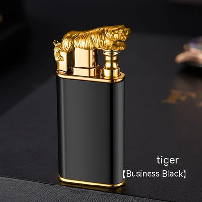 Metal dragon dolphin design double flame windproof lighter with blue jet fire