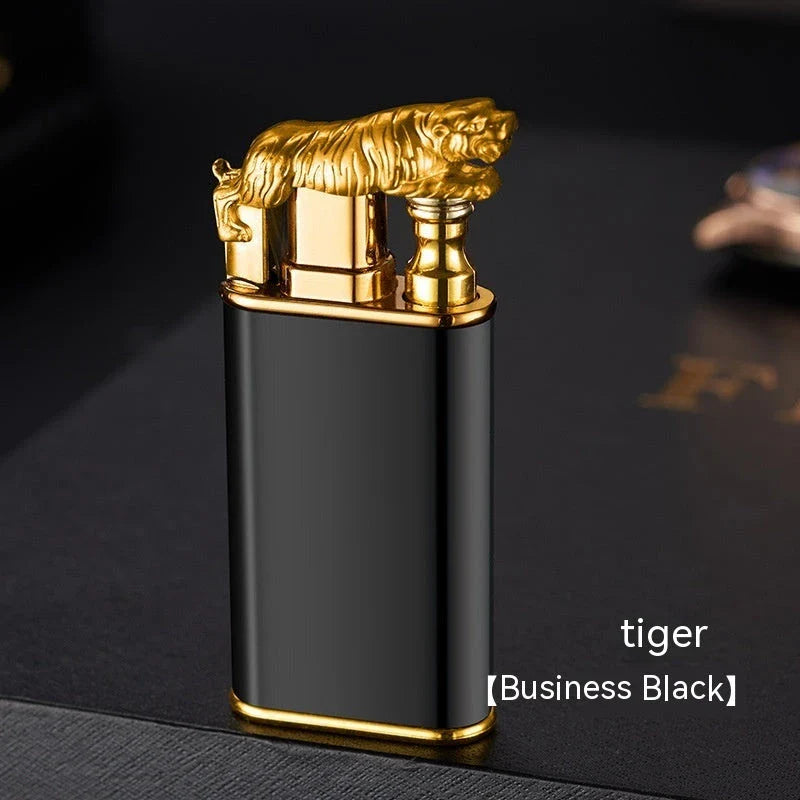Innovative dragon and dolphin lighters with dual-flame design, made of premium metal and featuring intricately crafted mythical creature motifs.