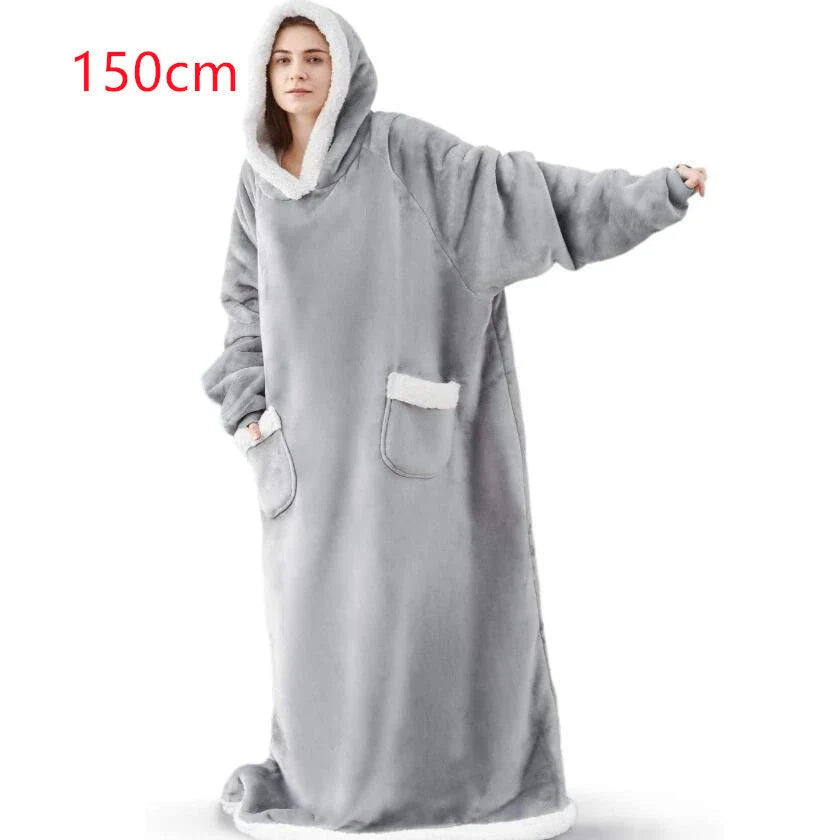 Cozy TV Blanket Hoodie in a variety of colors, featuring a plush polyester design with a front pocket and adjustable drawstring hood