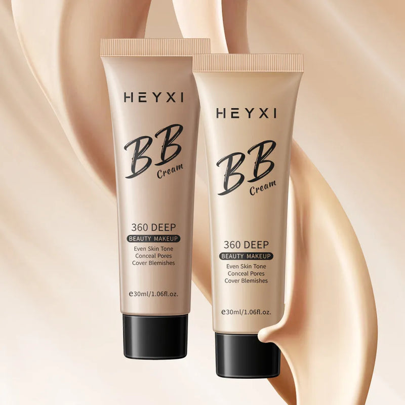 BB Cream makeup foundation with waterproof and sweatproof properties for skincare coverage, available in four shades labelled 01, 02, 03, and 04 for general skin types under standard specifications
