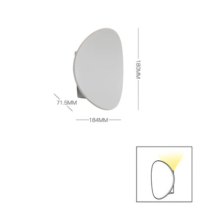 Round white wall lamp with aluminium body and plexiglass shade for bedroom or balcony lighting