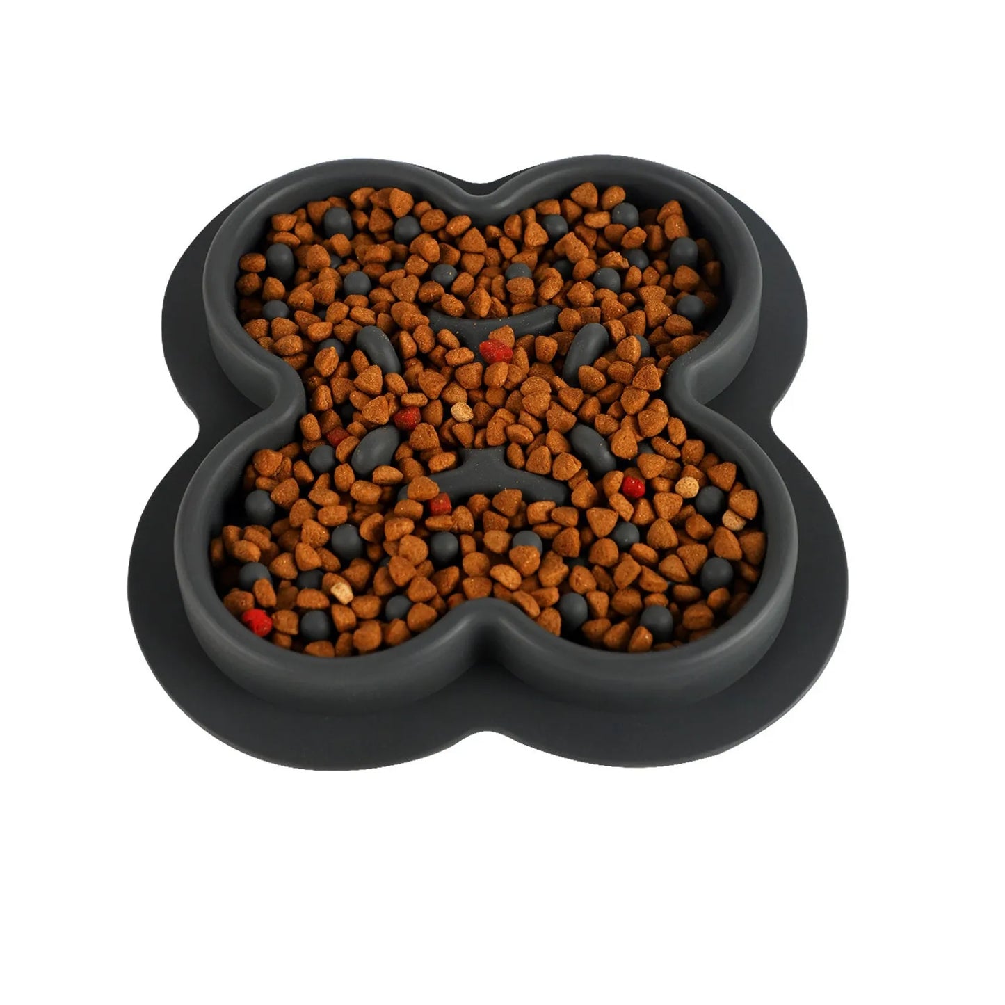 Silicone pet licking mat in green with textured surface and suction cups on base