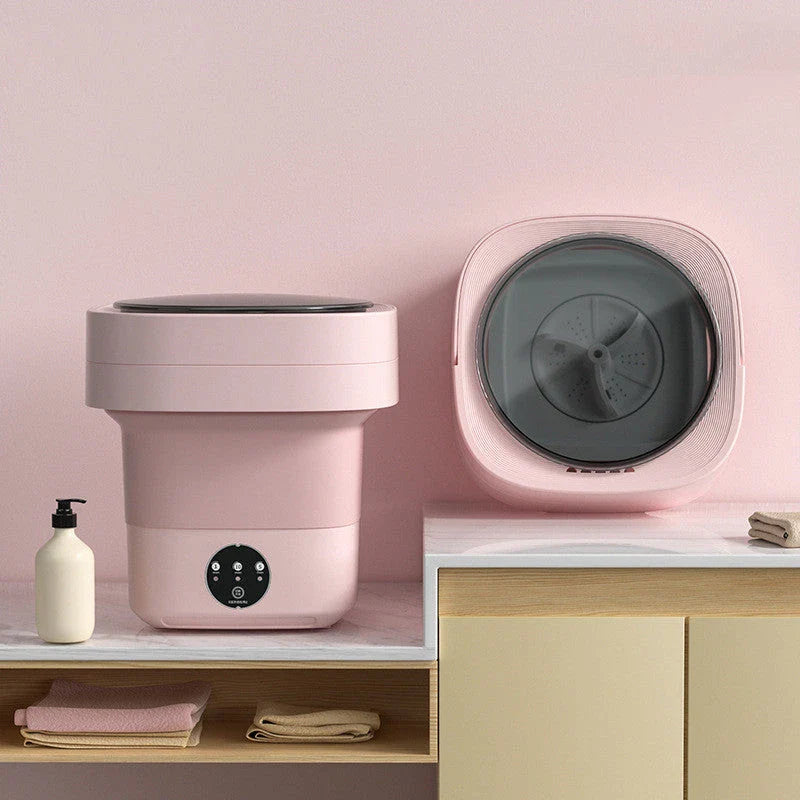 Compact, foldable portable washing machine with three timer settings and energy-efficient design