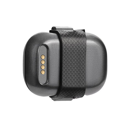 Black GF-07 pet GPS locator device with hanging rope on a collar.