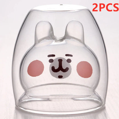 Double layer panda skull wine cup with Christmas tree design inside