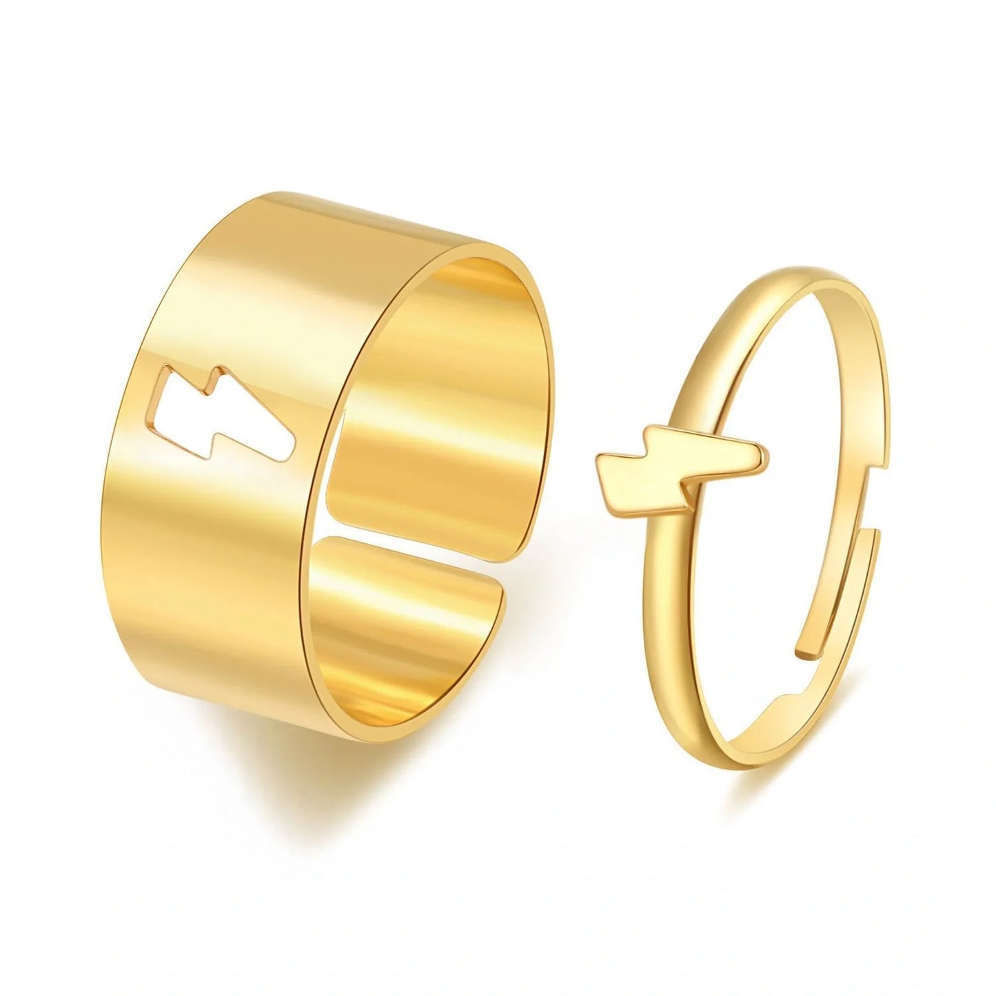Trendy Adjustable Butterfly Couple Rings Set in gold and silver, perfect for punk style lovers