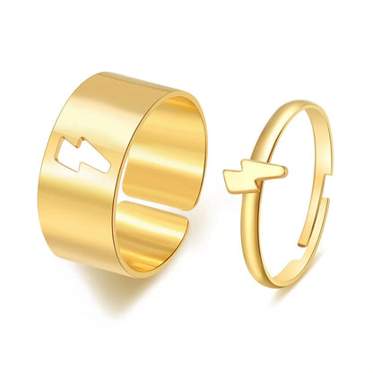 Trendy Adjustable Butterfly Couple Rings Set in gold and silver, perfect for punk style lovers