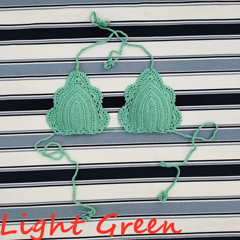 Handmade crochet bikini top with cotton lining in various colors
