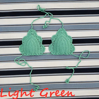 Handmade crochet bikini top with cotton lining in various colors