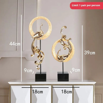 European-style phoenix ornament craft in synthetic resin with intricate detailing, available in festive red, rose gold, or elegant silver finishes