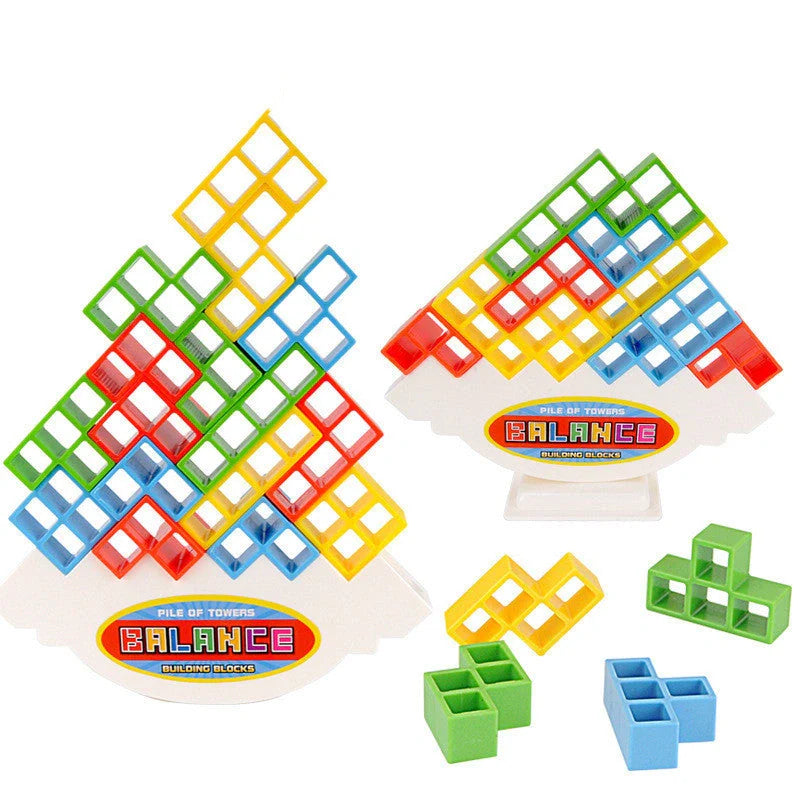 Colorful plastic stacking blocks for kids and adults, perfect for learning and family games