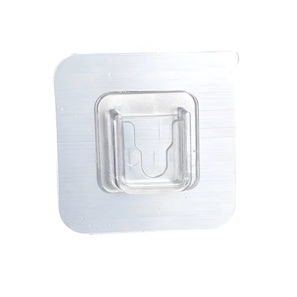 Transparent plastic adhesive snap button hook with double-sided patch, 10kg load, no punching.