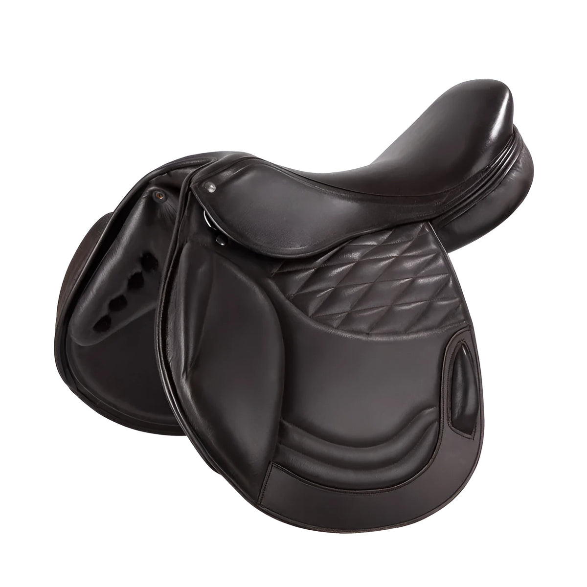 Cowhide equestrian saddle in black or brown, specification 17, for horse harness and riding use