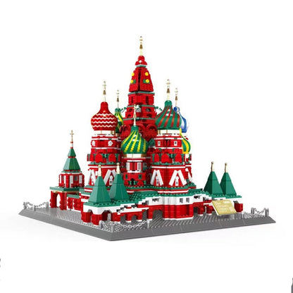 Wange building block set with 800+ ABS plastic pieces for constructing architectural landmark models