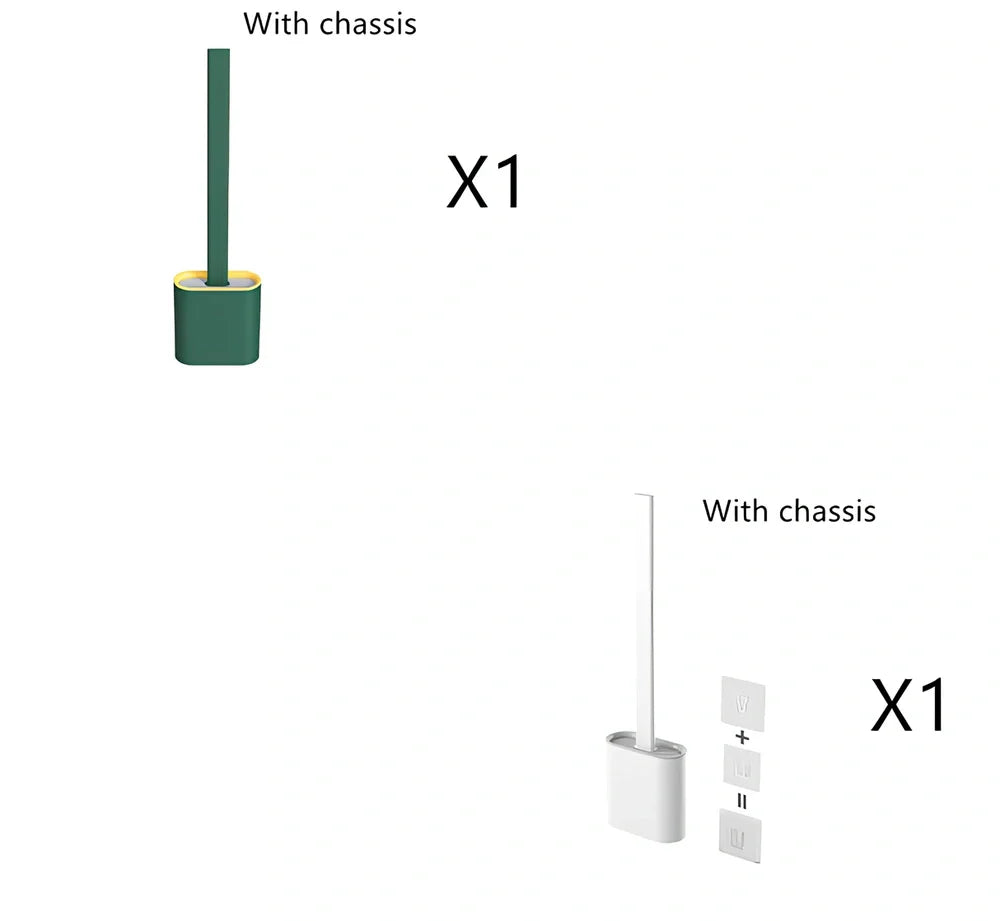 Wall-mounted soft toilet brush with silicone bristles and cover in midnight green colour