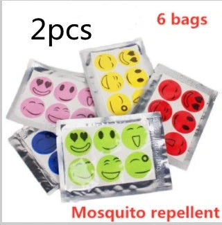 Summer Smile Mosquito Sticker 6-Pack in random colors, non-toxic mosquito repellent