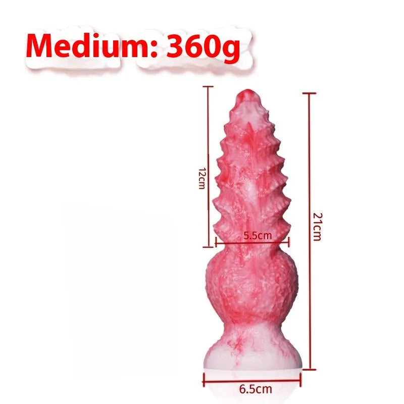 Pink platinum silicone women's masturbation device showing Berserker S and M size options