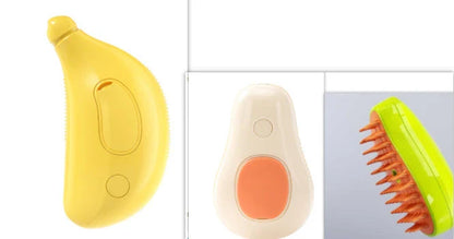 Electric steam brush for cats and dogs, with rounded bristles for gentle grooming and effective hair removal