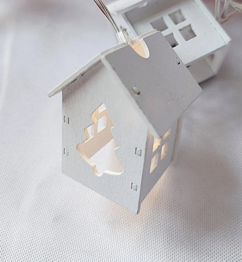 House-shaped LED string lights for Christmas and Halloween decorations in various designs