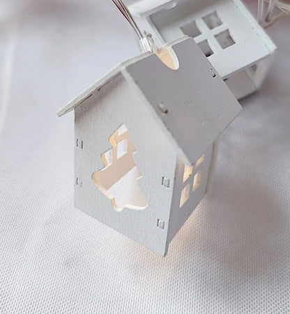 House-shaped LED string lights for Christmas and Halloween decorations in various designs