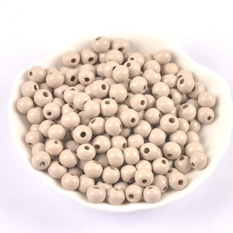100 round wooden beads in 6mm to 12mm sizes, lotus wood with dyed surface for DIY crafts
