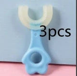 U-shaped baby toothbrush in soft silicone for kids, available in multiple colors