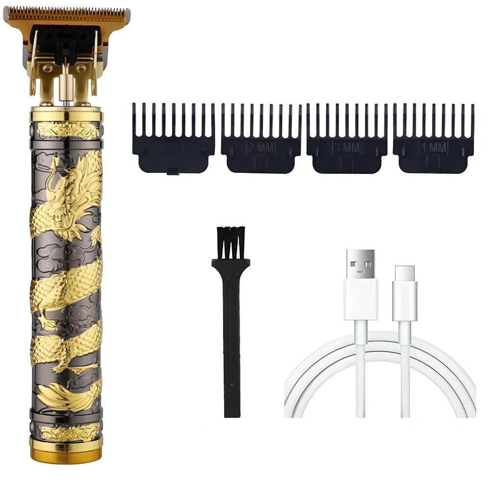 Carved electric hair clipper with retro oil head design in professional white colour with copper core motor