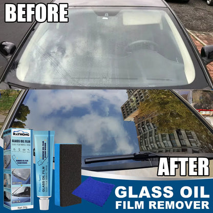 30g Car Windshield Glass Decontamination Rainproof Oil Film Remover with Sponge Cloth