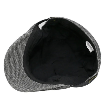 Men's cotton linen blend beret in dome crown style, adjustable for head circumference 55-58cm