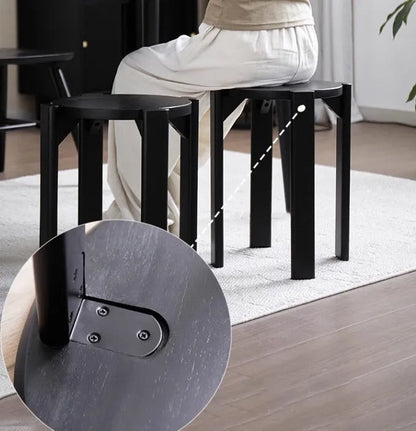 Stackable iron dining stool with round seat in modern design, showing graphic customisation option