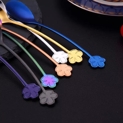 304 stainless steel gold plated dessert spoon with floral design