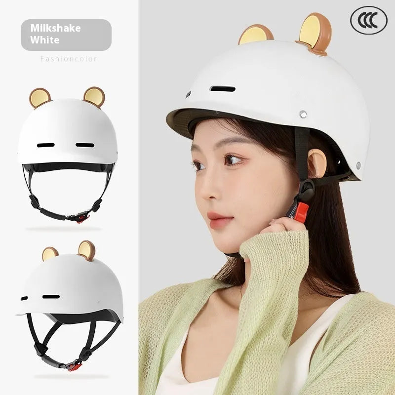 3C certified electric bike helmet in ABS shell shown in mocha colour option for adult commuters.