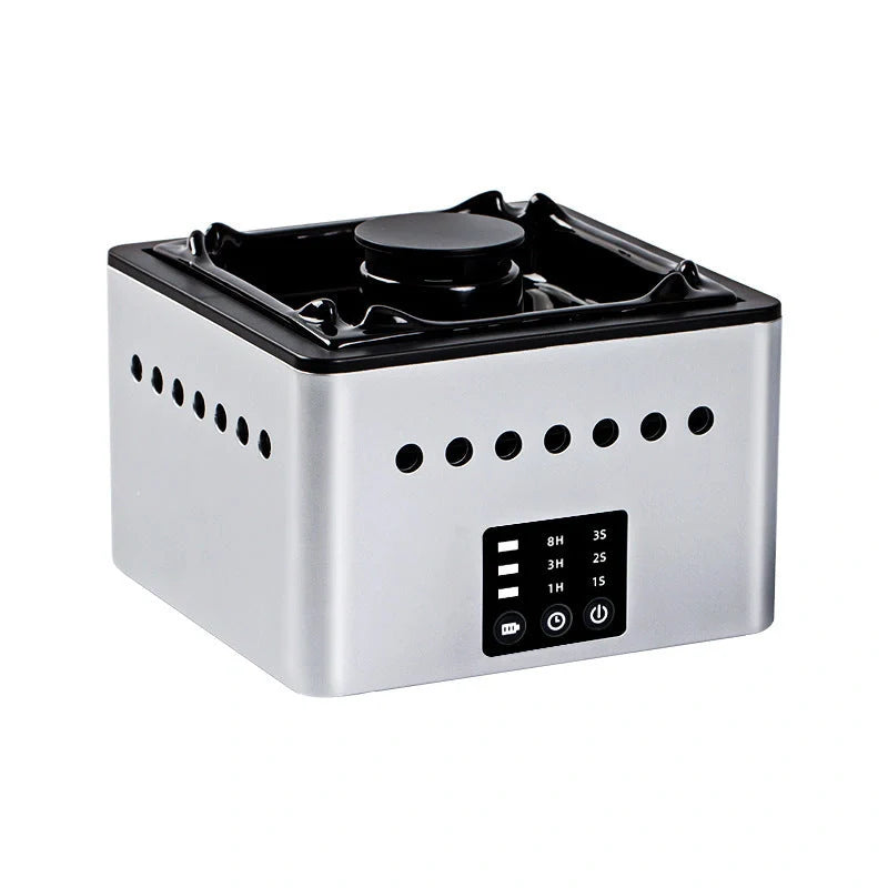 Mini Ashtray Air Purifier in ceramic white, black, and blue print options