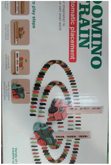 Automatic Domino-Building Train Toy with Mesmerizing Domino Display and Steering Mechanism
