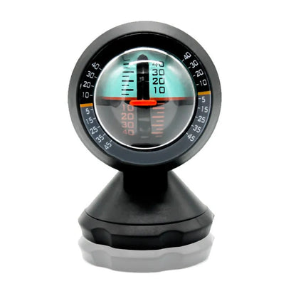 Black vehicle mounted slope meter on dashboard showing inclination measurement