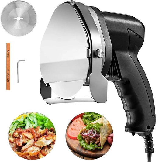 Black electric meat cleaver with adjustable blade for turkey barbecue machines, 150x200x270mm size