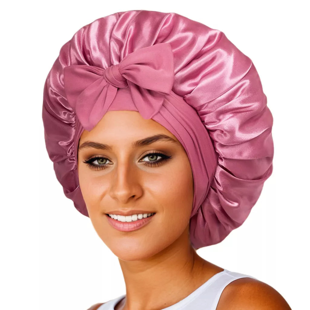 Double-layer silk bonnet for sleeping in various colors
