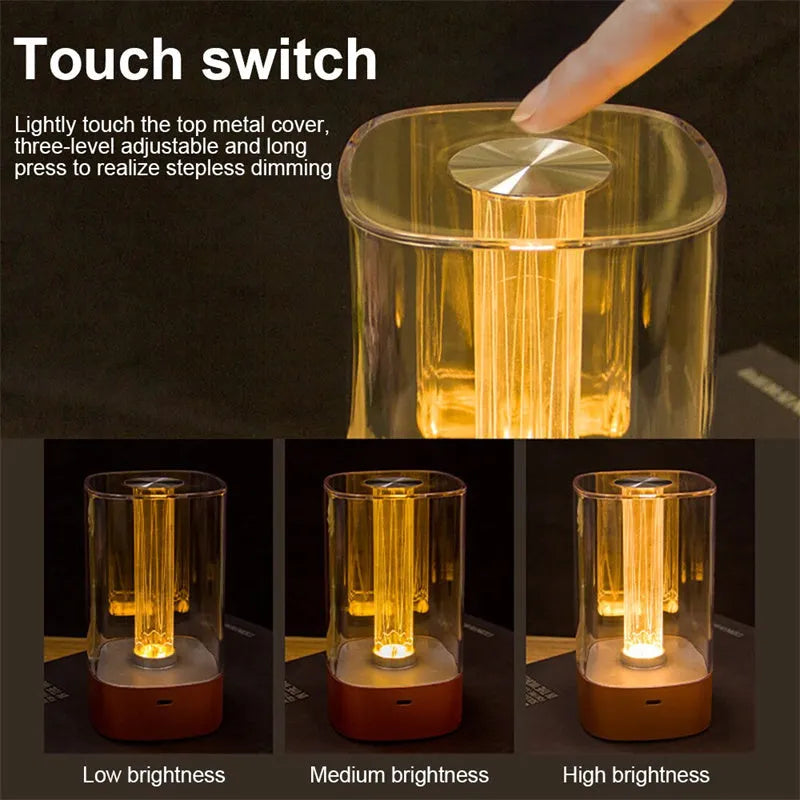 LED Touch Atmosphere Lamp with USB Charging and Eye Protection, 88mm x 155mm Bedside Night Light for Bedroom, Garden, Restaurant, and Home Decor in Rose Gold or Space Silver
