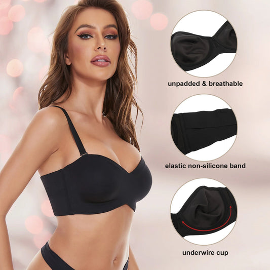Seamless Underwear Invisible Push-Up Bra with Steel Ring in Black and Skin Colors