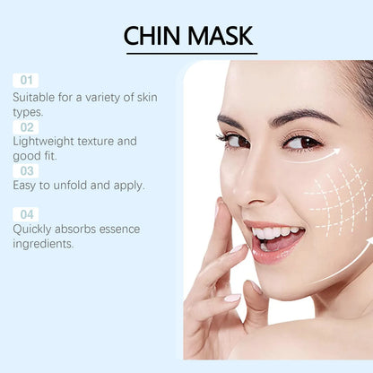 White single-use facial sheet mask for firming and lifting skin with collagen and hyaluronic acid