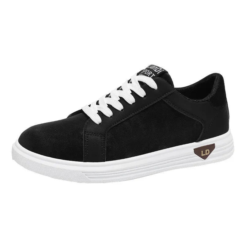 Men's black snake pattern leather high-top sneakers with round toe and rubber sole