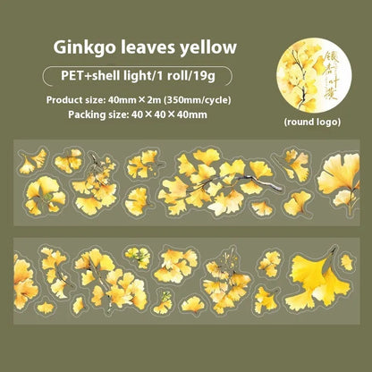 Deciduous Poetry Series DIY decorative stickers roll with 40mm width, 2m length, and PET material in nature colours