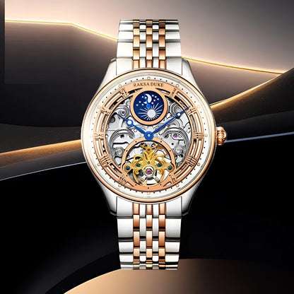 Business leisure waterproof watch with steel strap, 16mm thickness, Duke Rosa style