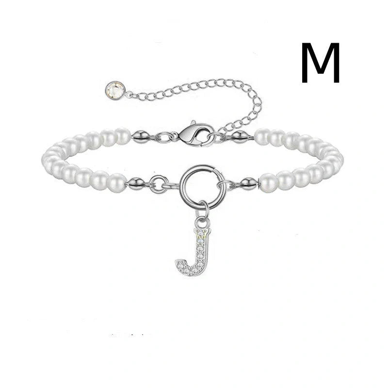 2024 fashion initial pearl bracelet for women with toggle clasp