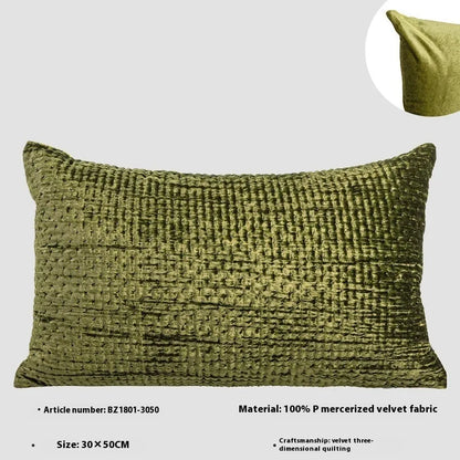 Antique style quilted cushion pillow with mercerised velvet embossing in green, red, mocha, or orange colours