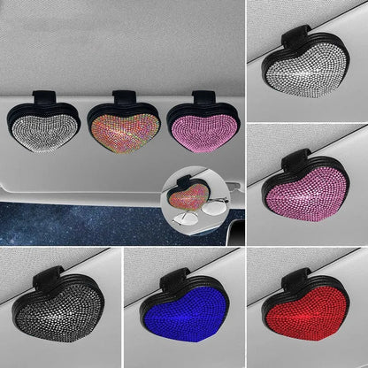 Car sun visor storage clip with diamond design measuring 8.0 by 7.3 cm with magnetic closure