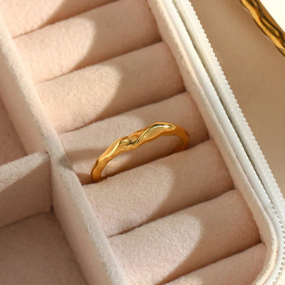 Elegant gold stainless steel bamboo ring with adjustable opening