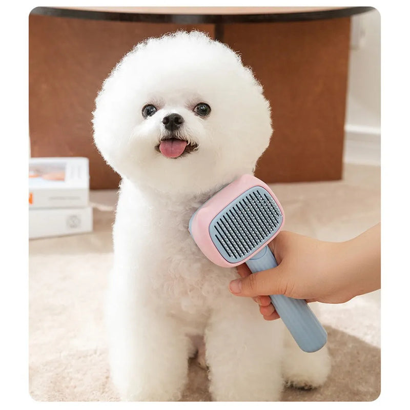 Pet grooming brush for dogs and cats with deshedding rake and dematting comb tool, 195mm length grooming brush for large dogs and long-haired breeds, double-sided brush reduces shedding with comfortable smooth edges in blue or green colour options
